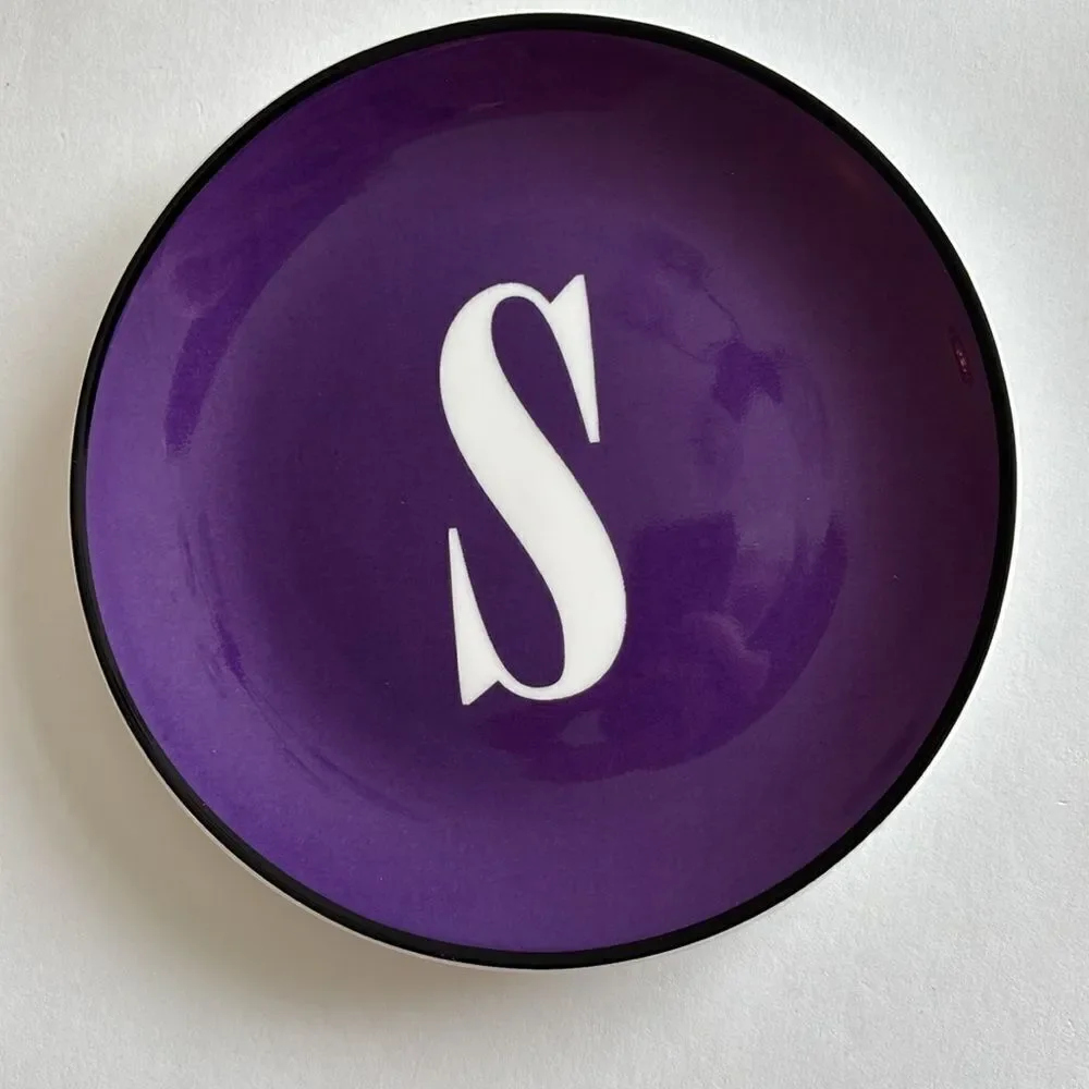 NWT Kate Spade NY Wickford To The Letter S Dish Plate Purple Lenox 6.75”